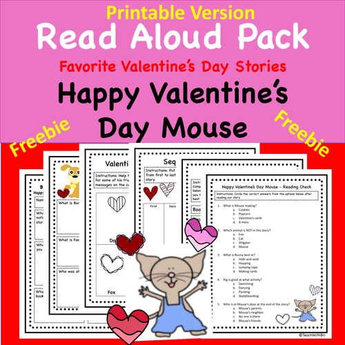  FREEBIE - Happy Valentines Day Mouse- Read Aloud Activity Pack - Printable Version