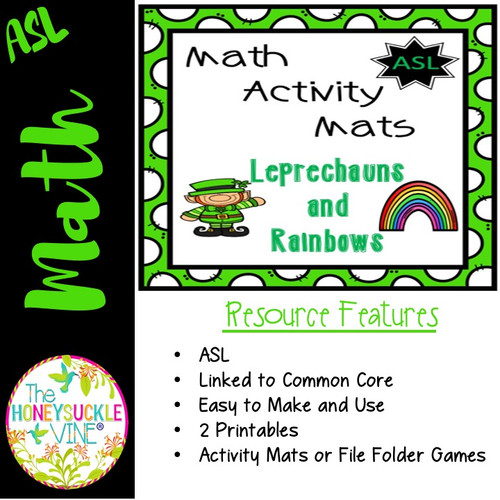 Special Education ASL Leprechauns and Rainbows Math Activity Mats
