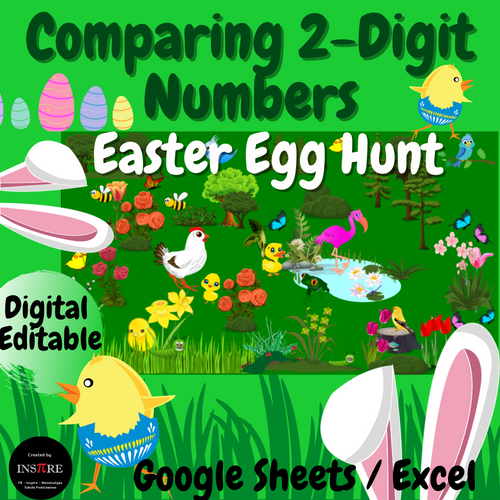 DIGITAL Math Easter Egg Scavenger Hunt | Pixel Art | Comparing 2 Digit Numbers
