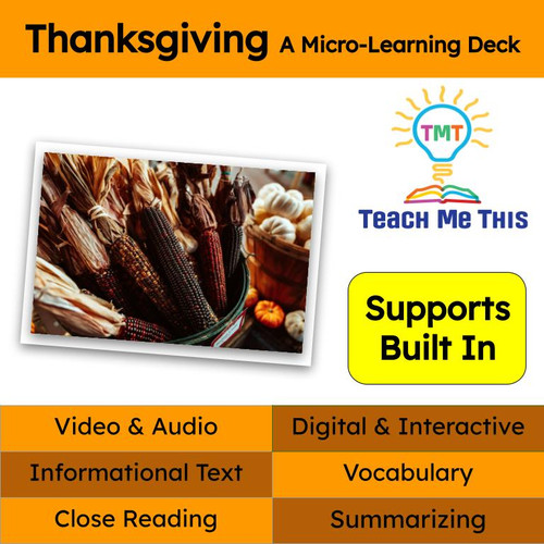 Thanksgiving Informational Text Reading Passage and Activities