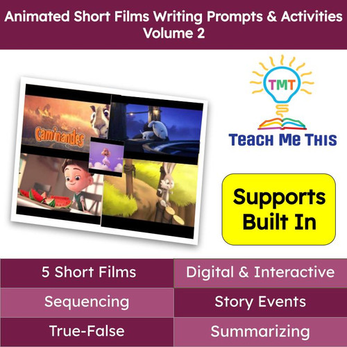 Writing Prompt and Activities: Animated Short Films Volume 2 BUNDLE