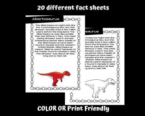 Dinosaur Fact Worksheets