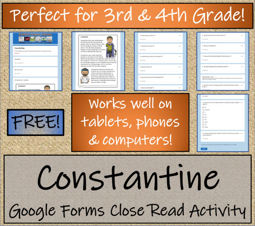 Constantine Close Reading Activity Digital & Print | 3rd Grade & 4th Grade