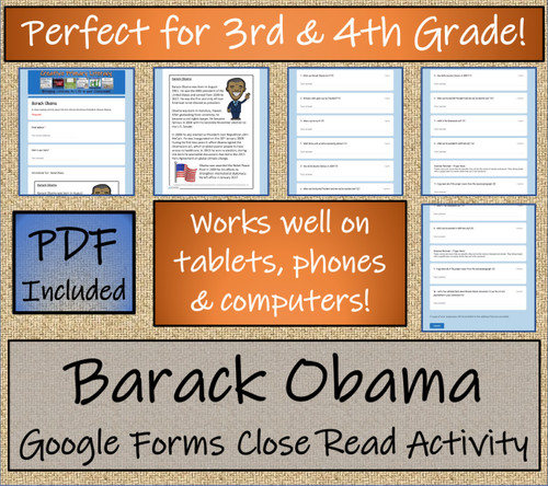 Barack Obama Close Reading Activity Digital & Print | 3rd Grade & 4th Grade