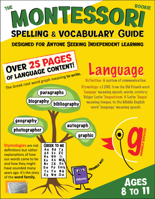Montessori Spelling Vocabulary GUIDE I: Spelling Activities and Practice Sheets - ROOKIE Montessori-inspired printable Language help (25 pages + key)