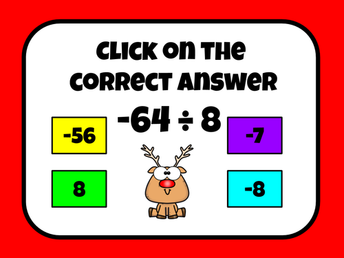 8 Integer Slide Games for the school year - Holiday themes