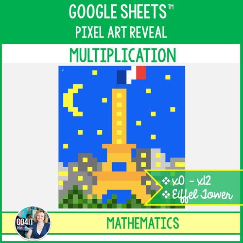 Google Sheets™ PixelArt Mystery Picture | Multiplication | Eiffel Tower Inspired