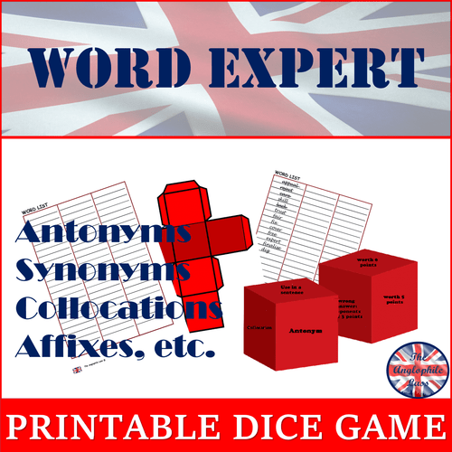 Synonyms and antonyms| Suffixes | Powerpoint and printable dice game