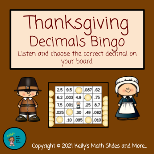 Thanksgiving Decimals Bingo - digital