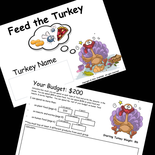 4th Grade Thanksgiving Math Project Based Learning Activity PBL Feed the Turkey