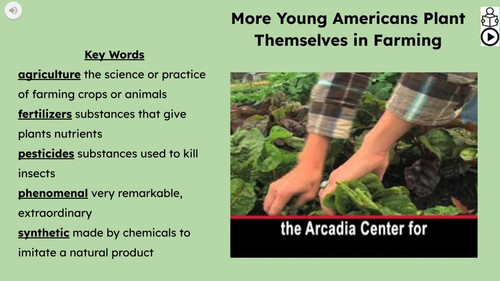 Young Americans Farming Informational Text Reading Passage and Activities