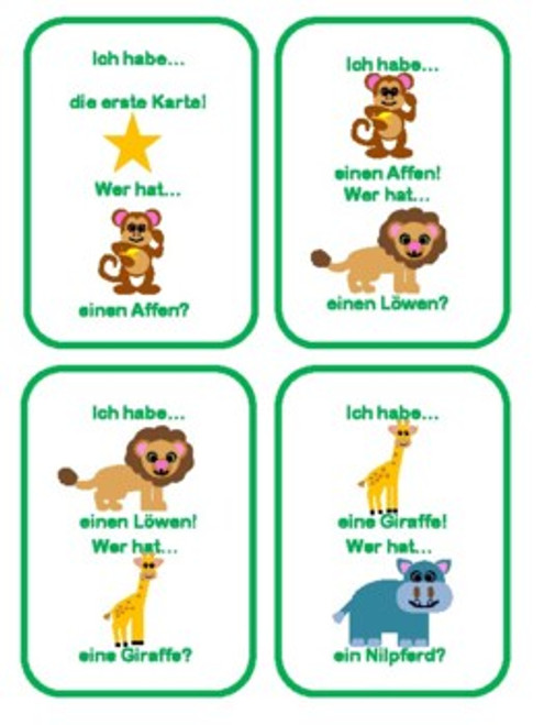 German Zoo Animal Vocabulary I Have Who Has Game