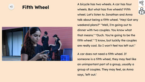 Fifth Wheel Figurative Language Reading Passage and Activities