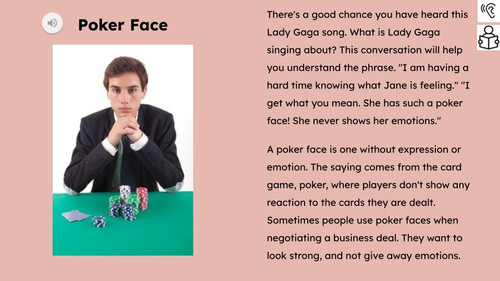 Poker Face Figurative Language Reading Passage and Activities