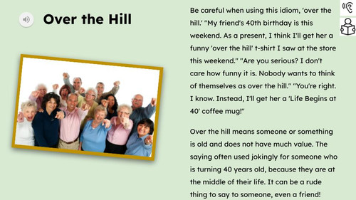 Over the Hill Figurative Language Reading Passage and Activities