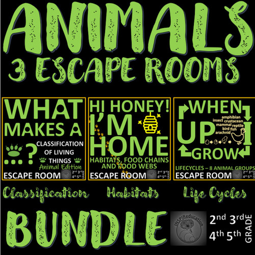 SCIENCE ESCAPE ROOM BUNDLE: Animals - Habitats, Classification and Inheritance, Life Cycles