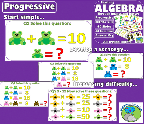 MATH ALGEBRA: Progressive approach to teaching algebra - from images to letters