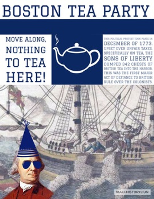Boston Tea Party Samuel Adams Sons of Liberty Social Studies Classroom Poster