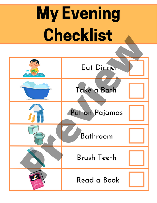 Kids Daily Routines Visual Schedule Checklist | Occupational Therapy ADL Aides | Morning Afternoon Evening Bedtime Task Chart