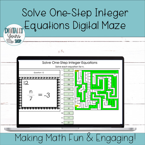 Solve One-Step Integer Equations Digital Maze