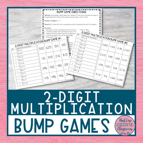 2 Digit by 1 Digit and 2 Digit by 2 Digit Multiplication Bump Games