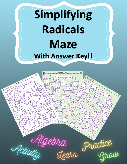Simplifying radicals maze activity