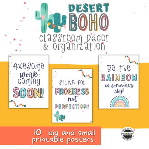 Desert Boho Classroom Décor and Organization Print and Go