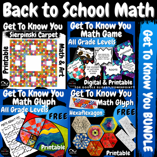 BUNDLE Back to School Get To Know You MATH All About Me | Math Game | Math & Art