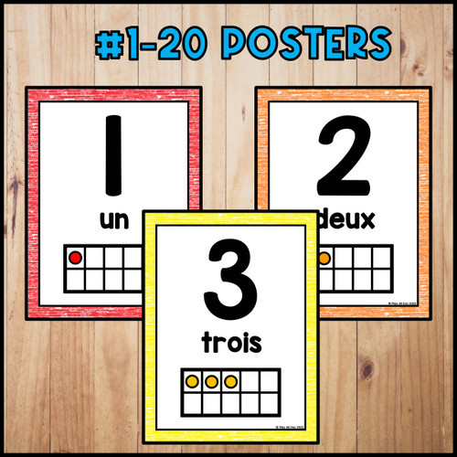 French Number Posters 1 to 20 | Affiches de nombres