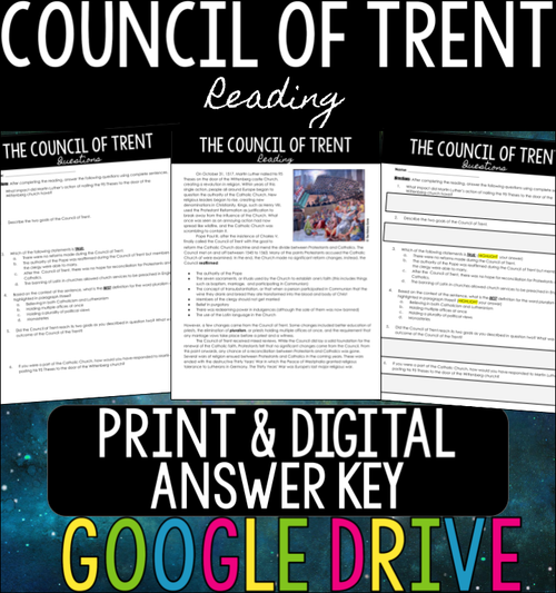 The Council of Trent Reading - Print & Digital