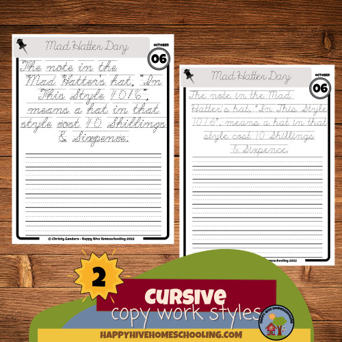 October Copywork Printables - Cursive