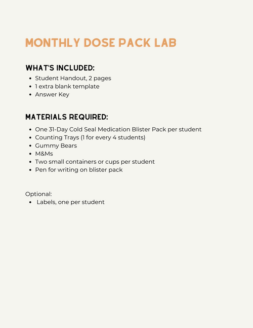 October Themed Monthly Dose Pack Lab