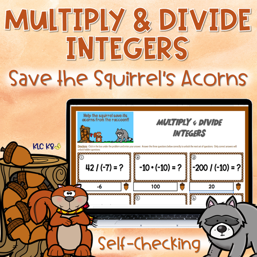 Multiplying & Dividing Integers Practice | Fall Theme Escape Activity | Self-Checking Activity