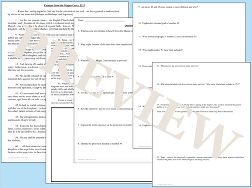 The Magna Carta Primary Source Analysis