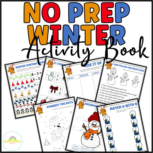 Winter No Prep Math and Literacy Activity Book | Color Version