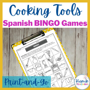 Spanish Cooking Vocabulary BINGO Activity Amped Up Learning