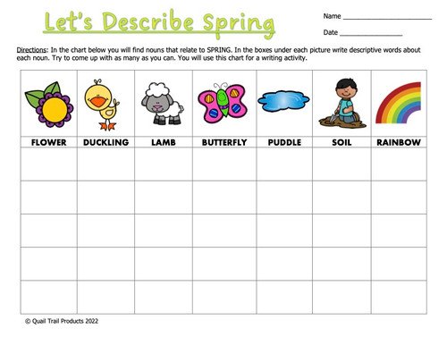 Spring Descriptive Writing Activities