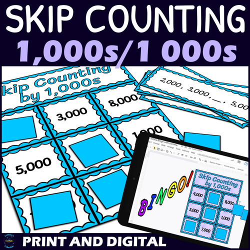 Skip Counting by 1000s Activity - Bingo Game - Printable and Digital