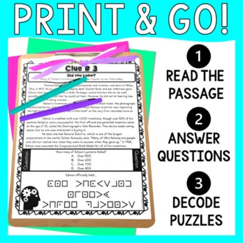 Growth Mindset ESCAPE ROOM Activity - Reading Comprehension - Back to School