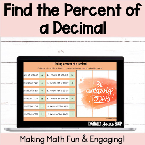Finding Percent of a Decimal Digital Self-Checking Activity