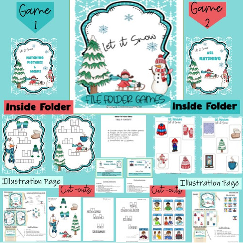 Preview of contents of Winter File Folder Games