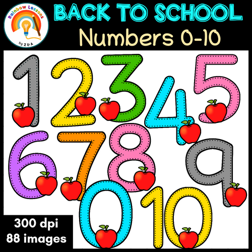 Numbers Clip Art | Numbers 0-10 Cliparts | Back to School Numbers Clipart