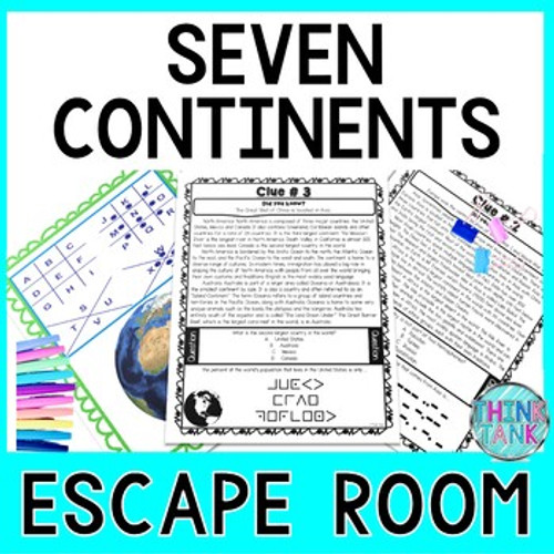 Continents ESCAPE ROOM - World Geography - Reading Comprehension