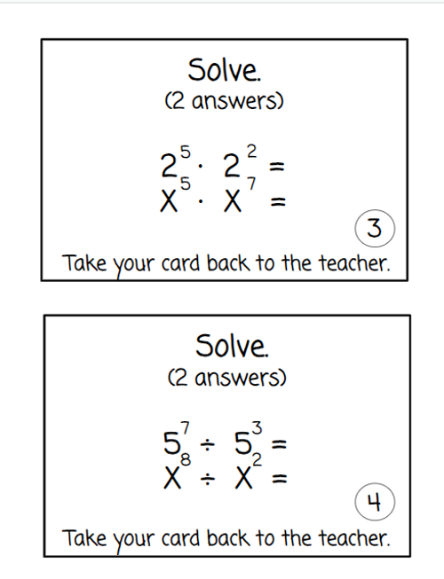 Exponents Competition Game - Race to Reveiw