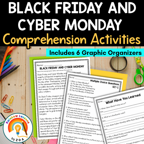 Black Friday and Cyber Monday Comprehension Activities | Black Friday Projects