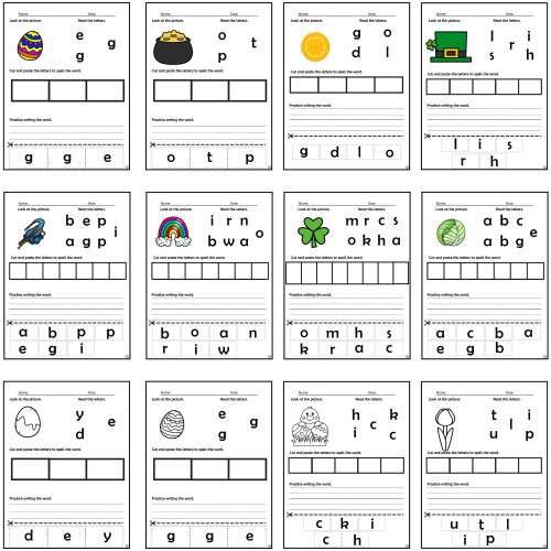 Easter | Spring Spelling Vocabulary Literacy Sight Word Worksheets + Task Cards + Word Wall Cards