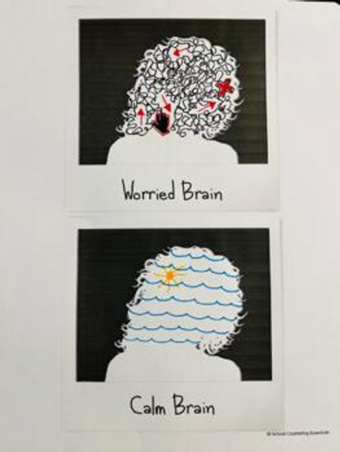 Anxiety Worry Worksheets- Worried Brain, Calm Brain Activity- PDF Counseling