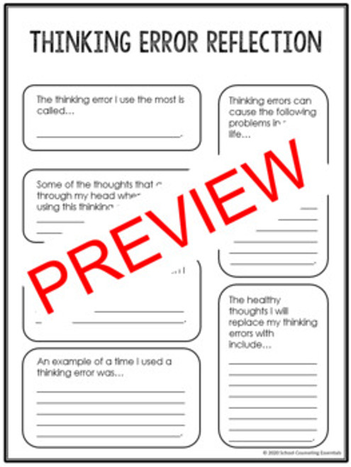 Thinking Error Scenarios- Task Cards- distance learning option