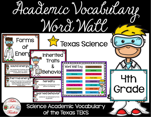 3rd Gr Texas TEKS Science Vocabulary Word Wall  Amped Up Learning