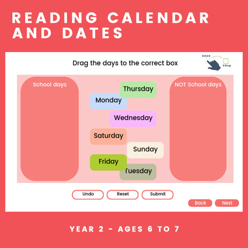 A year 2 lesson on reading calendar and dates. With a stunning design in 51 interactive pages.